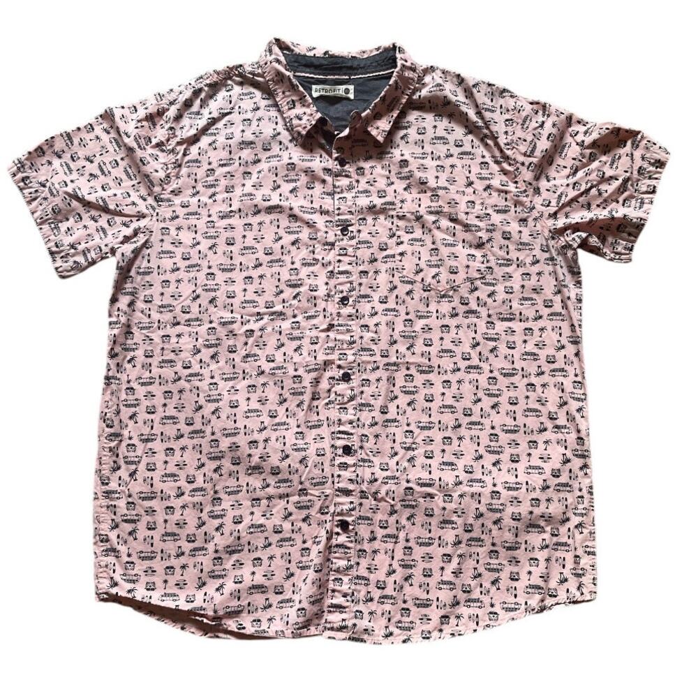 RETROFIT Mens/Teen Surfer Pink Button Down Casual Shirt Size XXL Beach Cali